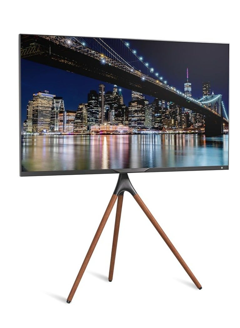 Hamood TRIPOD 45”-65” TV STAND PORTABLE CORNER STUDIO TV FLOOR STAND WITH BEECH WOOD LEGS STAND HEIGHT ADJUSTABLE - Image 2